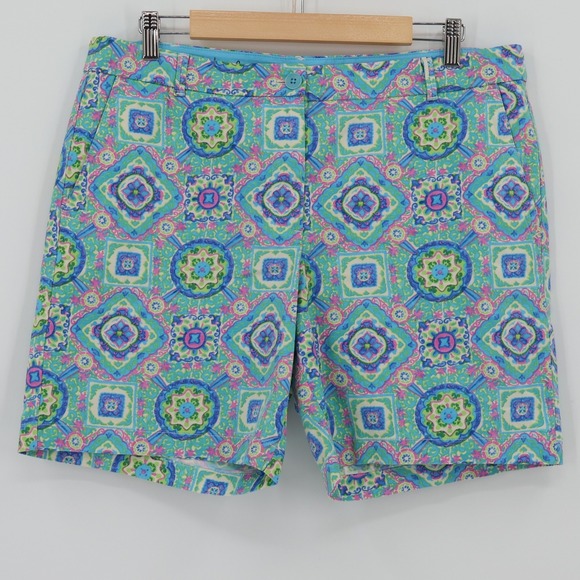 Talbots The Weekend Short Womens Colorful Tile Print Vacation Preppy  Size 12 - Picture 1 of 9